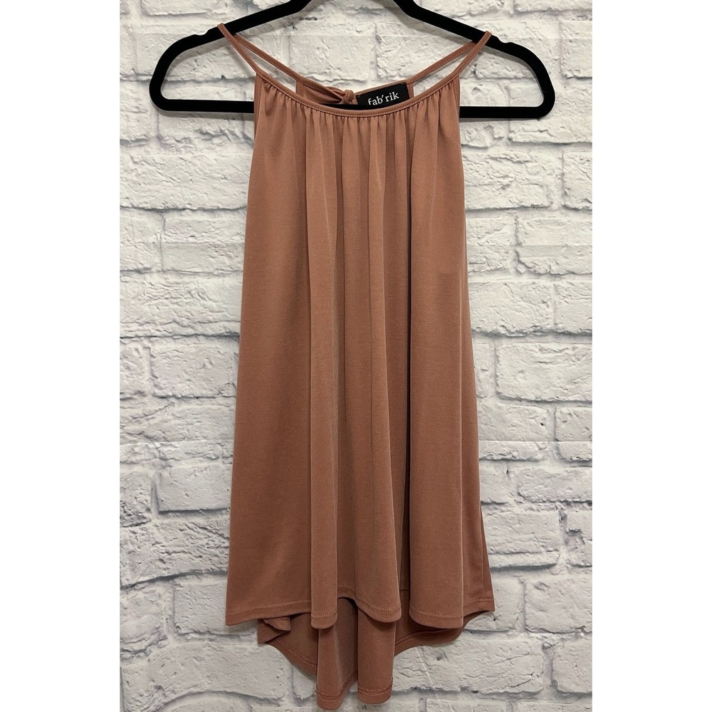 Fab'rik Tank Top Women Medium Tunic Strappy Coastal Mauve Mini Dress Shirt Top